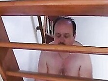 Nervous Indian sucks fat old man's cock