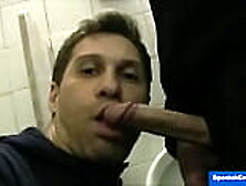 Str8 Dude Serviced In A Restroom