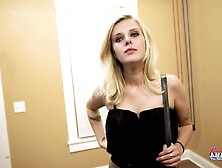 Slender Inked Golden-haired Mya Jerks Off A Schlong And Gets Rubbed With A Sextoy!