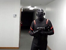 Cumming Inside Orca Wetsuit At Door