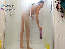 Beautiful Woman Bathing Her Body And Touching - Masturbating With The Water Jet Pushing Her Fingers - Teaser Video