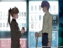 Sexy Big Tit Slave Walks On A Leash Outdoors