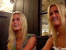 Two Stunning Blonde Girls Are Getting Their Pink Tacos Boinked In A Bar