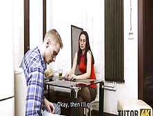 TUTOR4K.  Guy is on to the fake tutor that has to take his dick in pussy