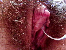 Hairy big clit pussy dripping wet close up orgasm