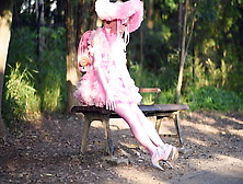 Sissy Pink Frilled Satin Dress Doll