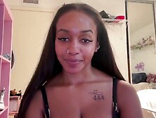 Large tit black hotty Lily Starfire talks her oiled titties,  gangbangs and shooting porn