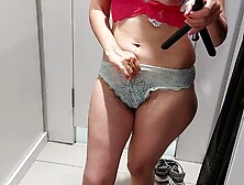 Hot Brunette Pussy Hair Fitting Room