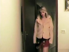 Blonde Girl Comes Home From Work And Relaxes With A Blowjob