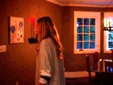 Girl cuted neck in a room