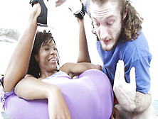 White Lad Invites Black Babe To Ride His Cock With Her Holes