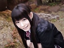 Cute little asian flirts with teacher