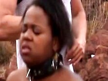 Ebony Chick Gets Banged By Two Studs Outdoors