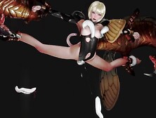 Two Giant Wasps And Their Larvae Roughly Fuck A Girl