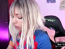 Hot chubby blonde teen with big natural tits solo