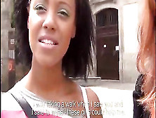 Two sexy amateur babes from Europe picked up from street for a t