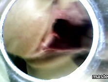 Naughty czech girl stretches her yummy slit to the