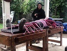 Wool Mohair Layers Of Sweaters On A Bondage Table
