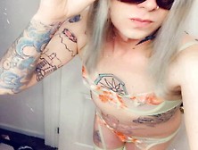 Sassy And Classy Bikini Trans Plays With Herself