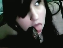 Juicy sloppy darksome schlong engulf and facial