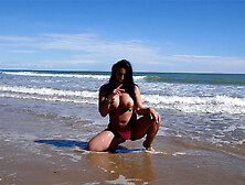 Uk Bikini Model Teasing In Topless Outdoor Solo