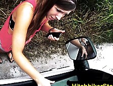 HelplessTeens Piper Perri begs for ride gets rough outd