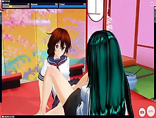 3D Asian Cartoon Schoolgirls Lesbians Jizz After Lessons