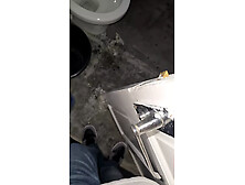 Step mom listen music in bathroom while shaving her cunt in front of step son