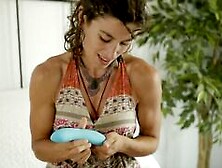 Nasty Lesbian babes Julia Roca And Maria Riot Share Glass Sex toy Poolside