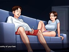 Excited Anime Game with Footjob and Full Sex Creampie
