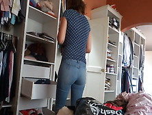 The son of our maid makes a cumshot on my wife's ass