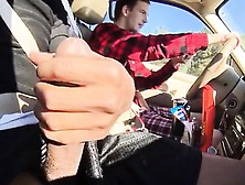 Jerking His Friend Off Within The Vehicle