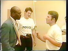 Nerdy cops bang short-haired babe over traffic violation at police precinct