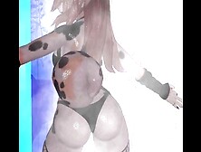 Charming furry strip tease in the shower and dancing (Vr vtuber)