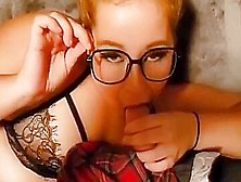 Babe With Big Nerd Glasses Sucking Dick