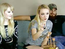 Blondes clash in a sexy Strip Pirate Pengins game