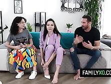 Sexy milf step mom in threesome sex with her boy and stepdaughter - Agatha Yummy, Satine Summers