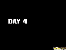 Ebony teen rides her stepdads black monster cock