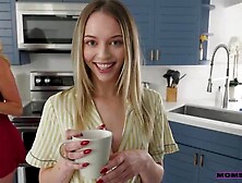 Brandi Love and Lily Larimar are having a casual,  ffm 3some with a fresh neighbour