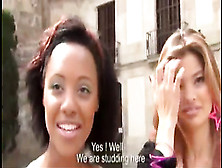 Asian and ebony GFs picked up and go to guys room for bj and fuc