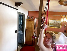 Submissive Lady Hands Tied And Bdsm Standing Sex