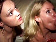 Lusty babes fucked hard at a party before facial cumshot