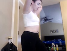 Sexy blonde bathing in bubby tub then gets dressed