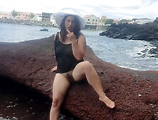 Curvy Skank Dresses up in Charming Clothes, Masturbation on the Beach and Photoshoot