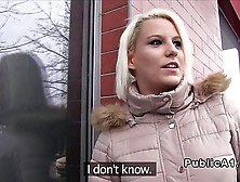 Shy Blonde Czech Republic Takes A Huge Cock In Public