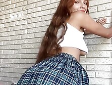 Slutty Redhead Teasing You - skirt no panties