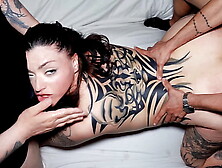 Tattooed girlfriend shared with superlatively good ally! THREE-SOME Knock Knock Club