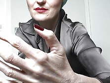 Long Dark Red Fingernails and Fist Hand