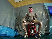 crossdresser in pvc + electroplug