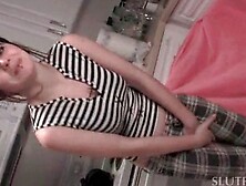 Slutty teenage lesbian showing her pissing pussy